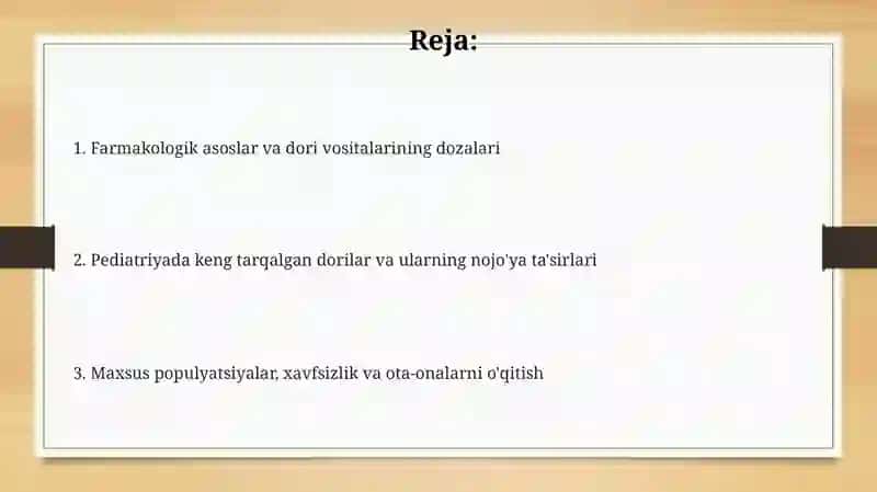 Pediatriyaamaliyotidadorilarnigo'llanilishi 2