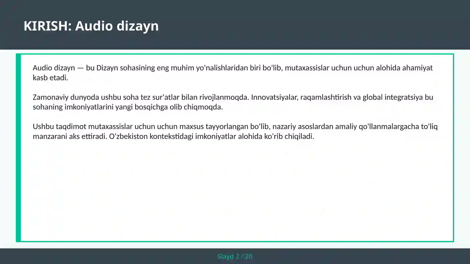 Audio dizayn 2