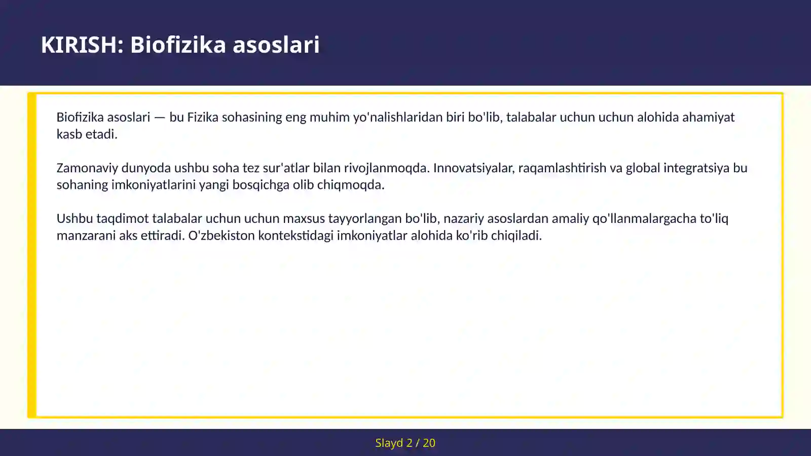 BIOFIZIKA ASOSLARI 2