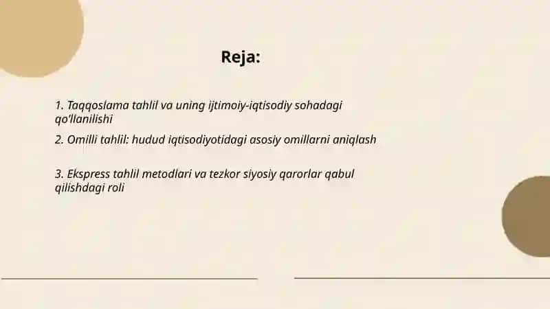 Taqqoslama tahlil va uning ijtimoiy‑iqtisodiy sohadagi qo‘llanilishi 2