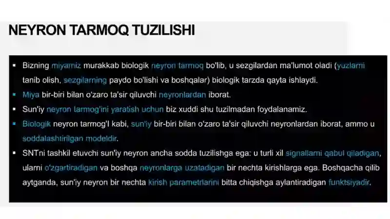 Sun'iy neyron modeli 2