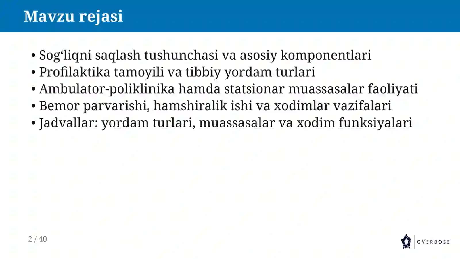 Mavzu rejasi 2