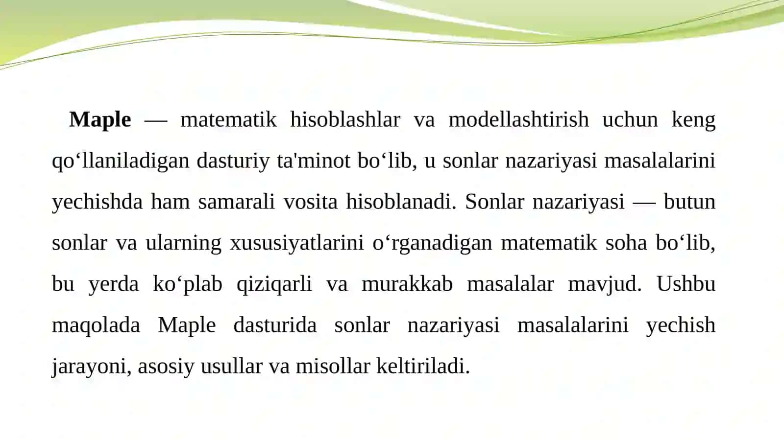 Maple Dasturida Sonlar Nazariyasi Masalalarini Yechish 2