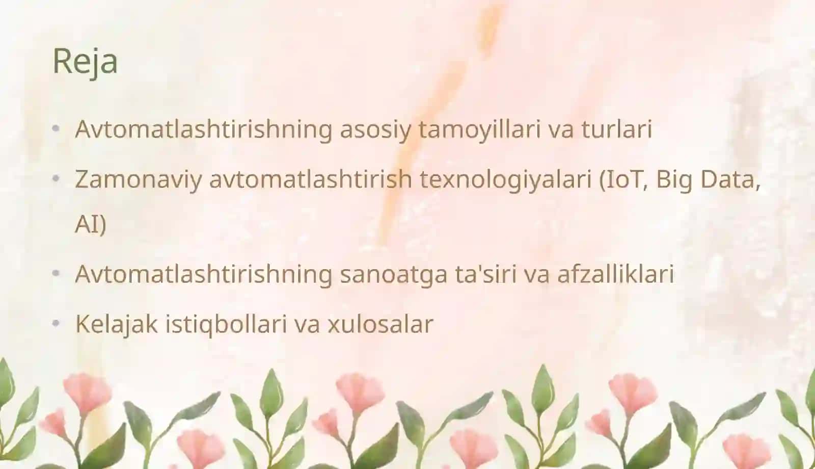 Ishlab chiqarish jarayonlarini avtomatlashtirishning zamonaviy yoʻnalishlari 2