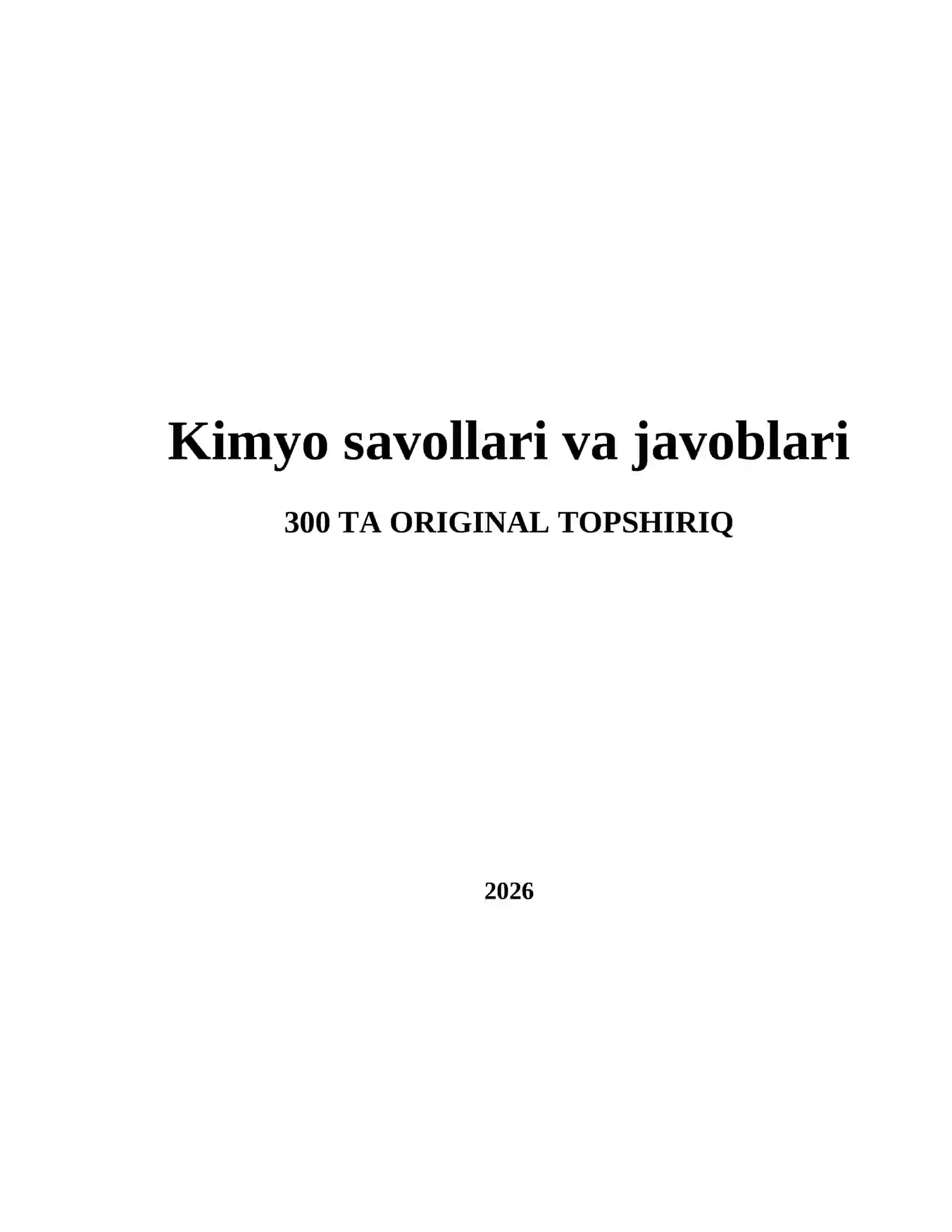 Kimyo savollari va javoblari 2