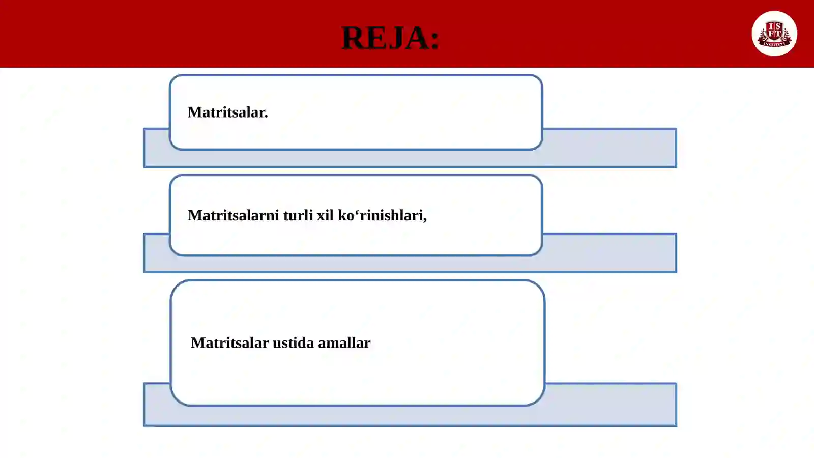 MATRITSA VA UNING USTIDA AMALLAR 2