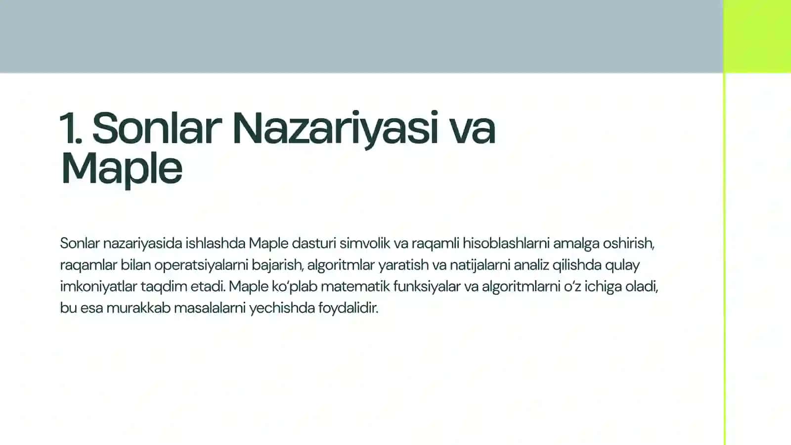 Maple Dasturida Sonlar Nazariyasi Masalalarini Yechish 2
