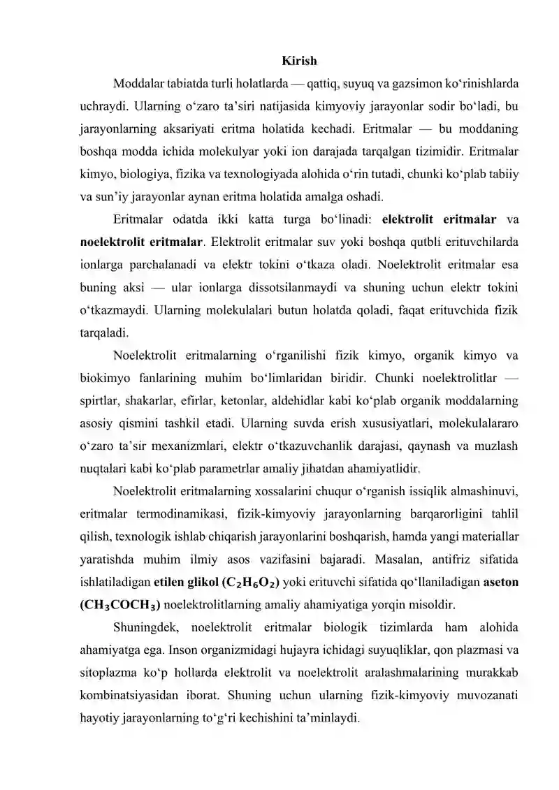 Elektrolit va noelektrolit eritmalarning xossalari 2