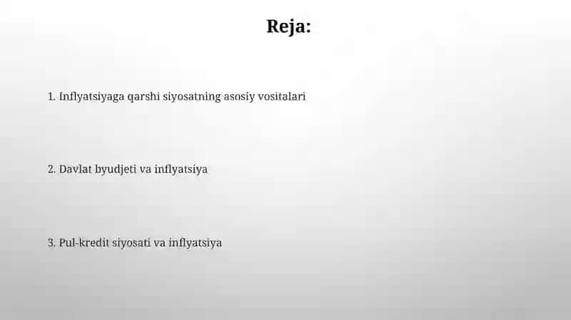 Infilatsiyaga qarshi siyosat 2
