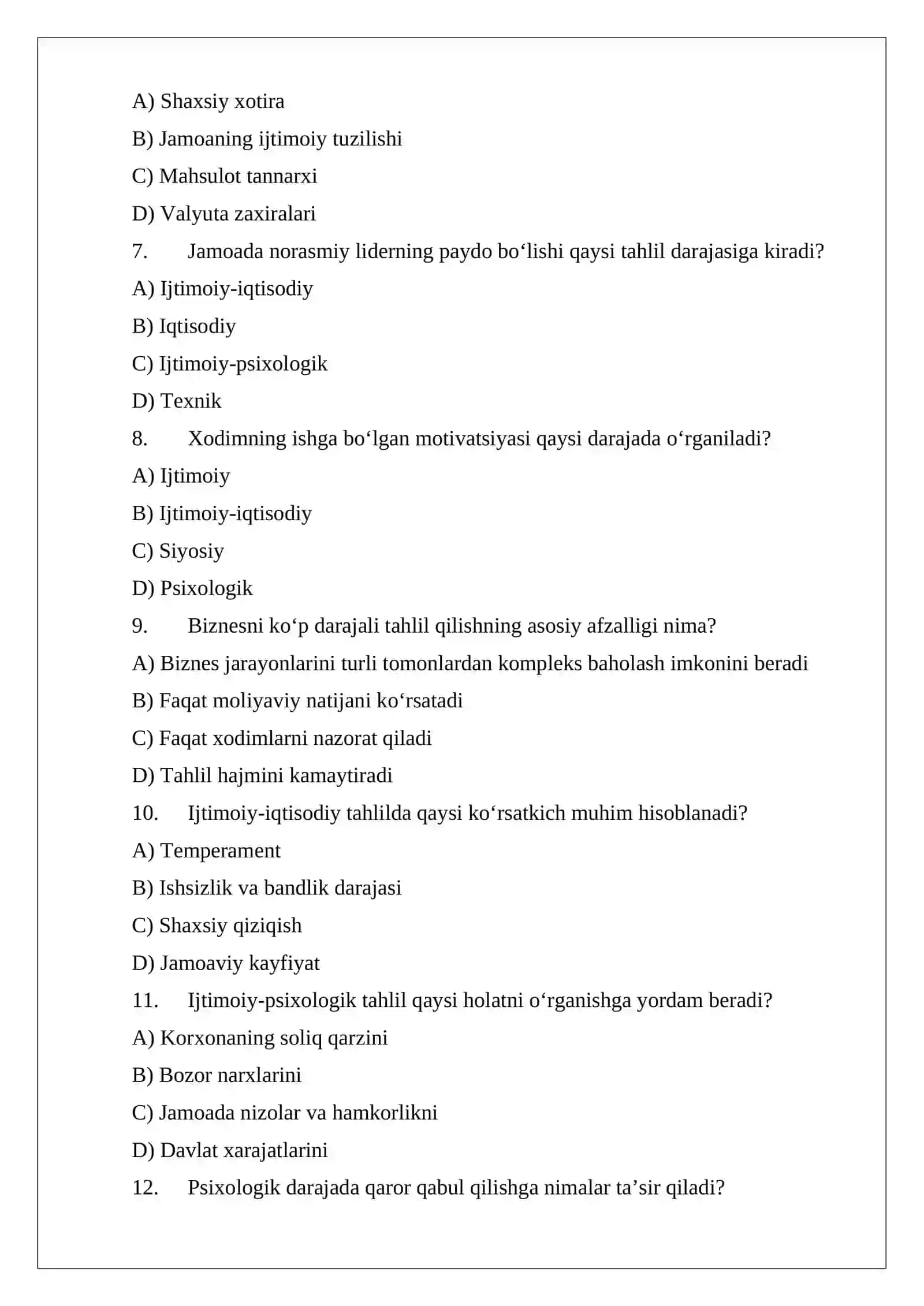 Biznesni tahlil qilish darajalari 2