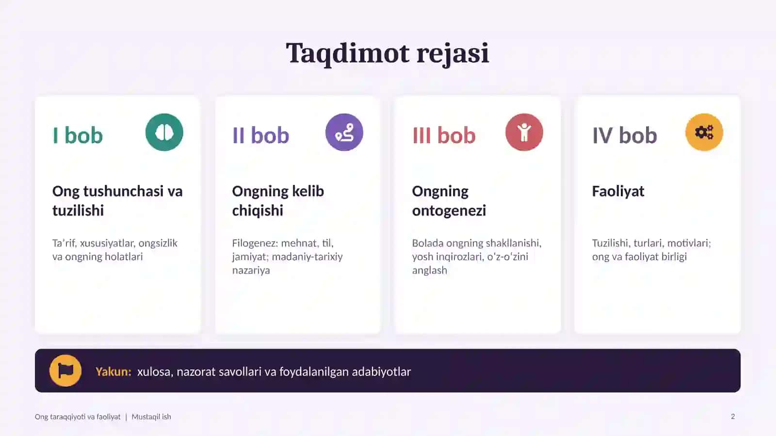 MUSTAQIL ISH · UMUMIY PSIXOLOGIYA 2