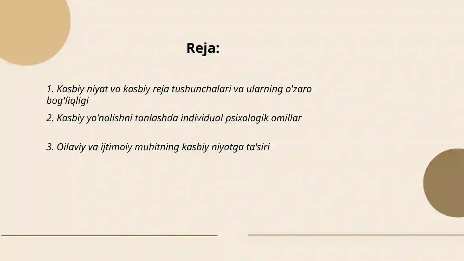 Kasbiy Niyat va Kasbiy Rejaning Shakllanishi 2