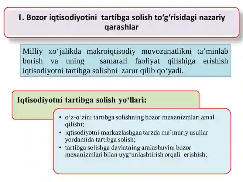 Bozor Iqtisodiyotini Tartibga Solish 2
