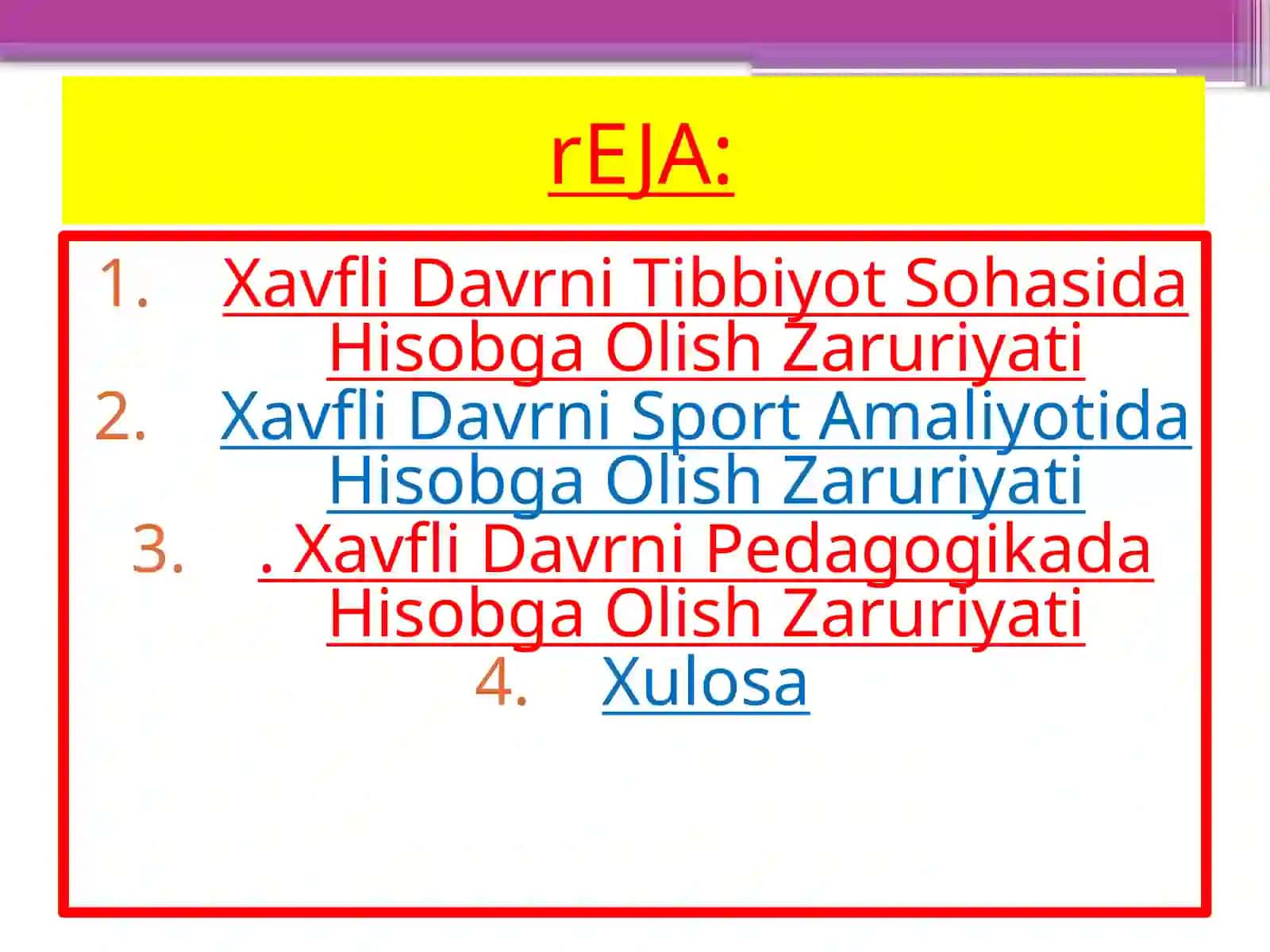 Xavfli Davrni Tibbiyot Sohasida Hisobga Olish Zaruriyati 2