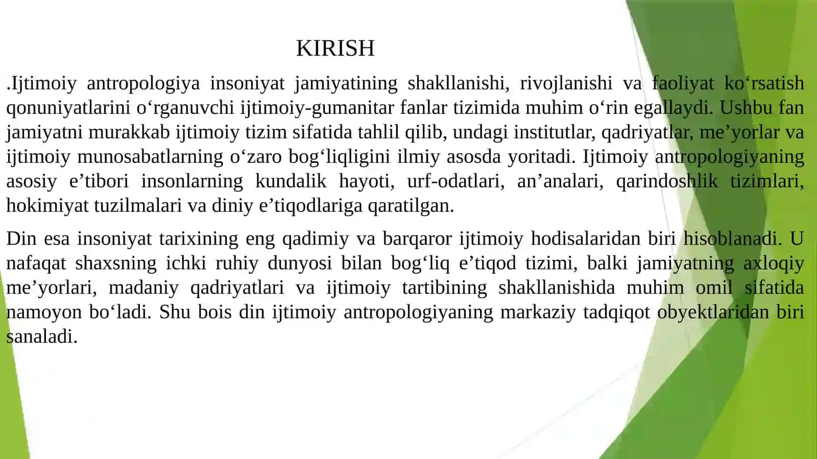 Ijtimoiy antropologiya va diniy munosabatlar (2) 2