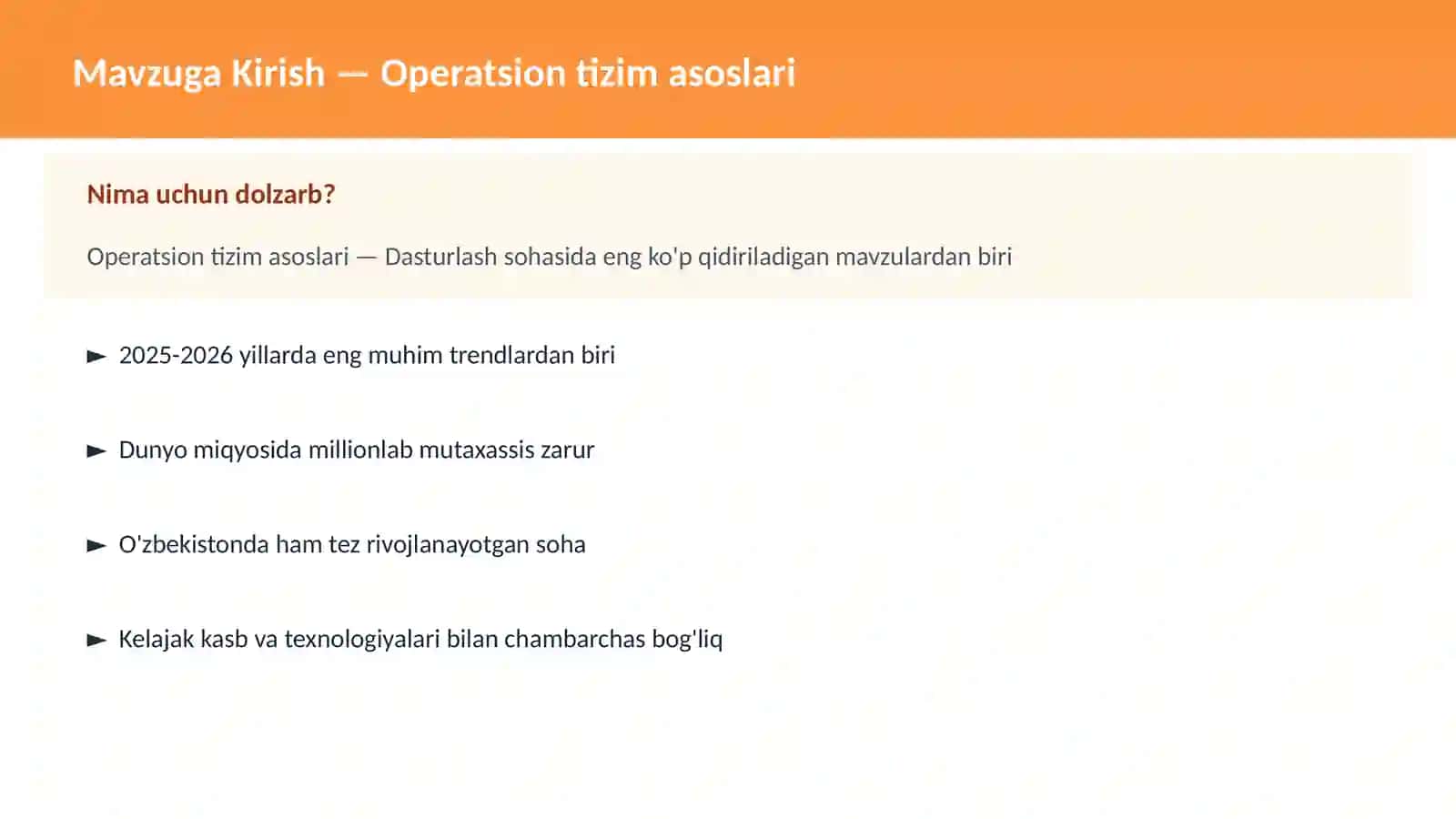 Operatsion tizim asoslari 2
