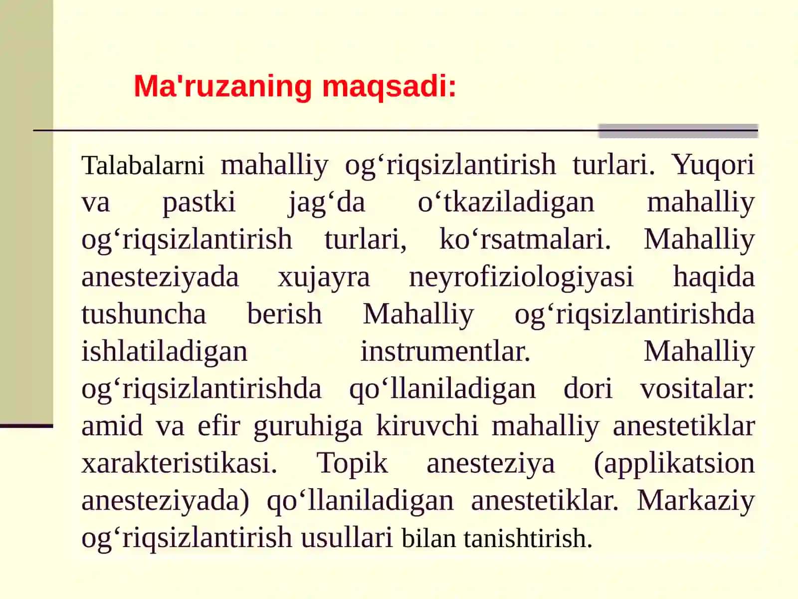 Mahalliy og'riqsizlantirish 2