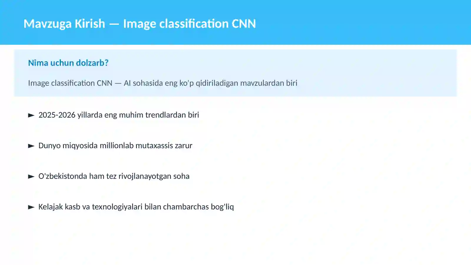 AI | DEEP LEARNING VA NEYRON TARMOQLAR 2