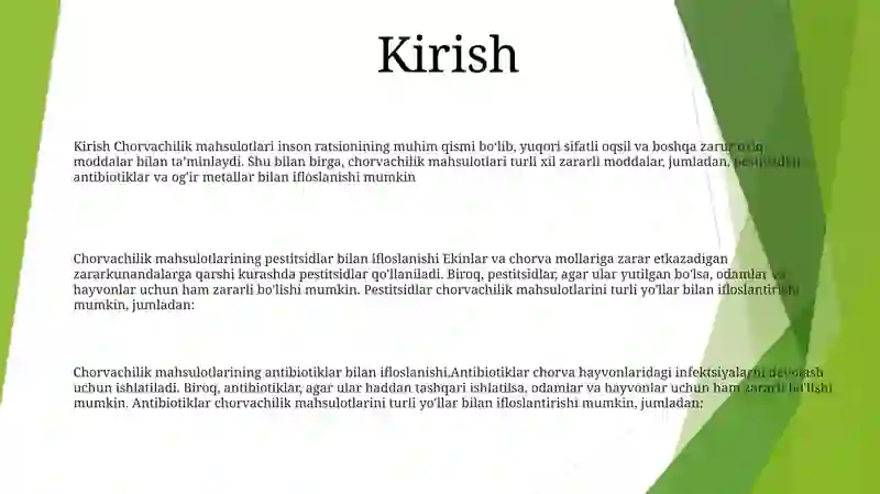Оziq-Оvqаt Mаhsulоtlаrining Chorvachilikda Qo’Llaniladigan Moddalar Bilan Ifloslanishi 2