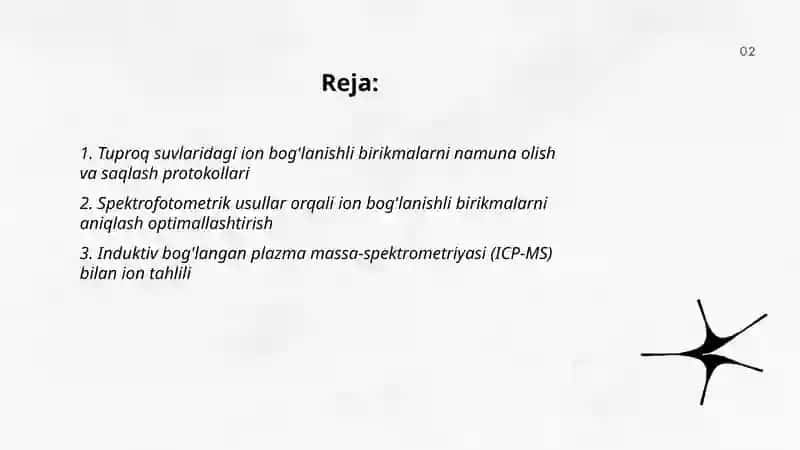 Tuproq suvlaridagi ion bog'lanishli birikmalarni tozalash g'oyasi 2
