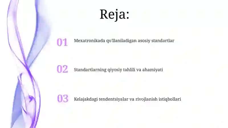 Mexatronika yo'nalishdagi qo'llaniladigan asosiy standartlar tahlili 2