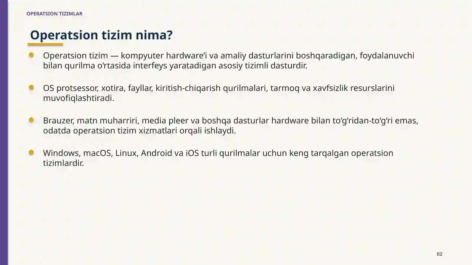 Operatsion tizimlar 2