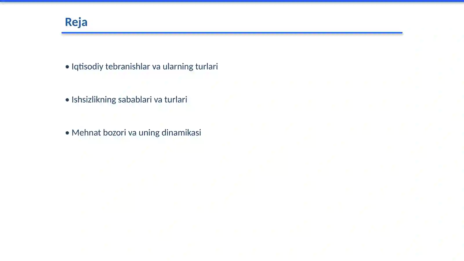 Iqtisodiy tebranishlar. Ishsizlik va mehnat bozori 2