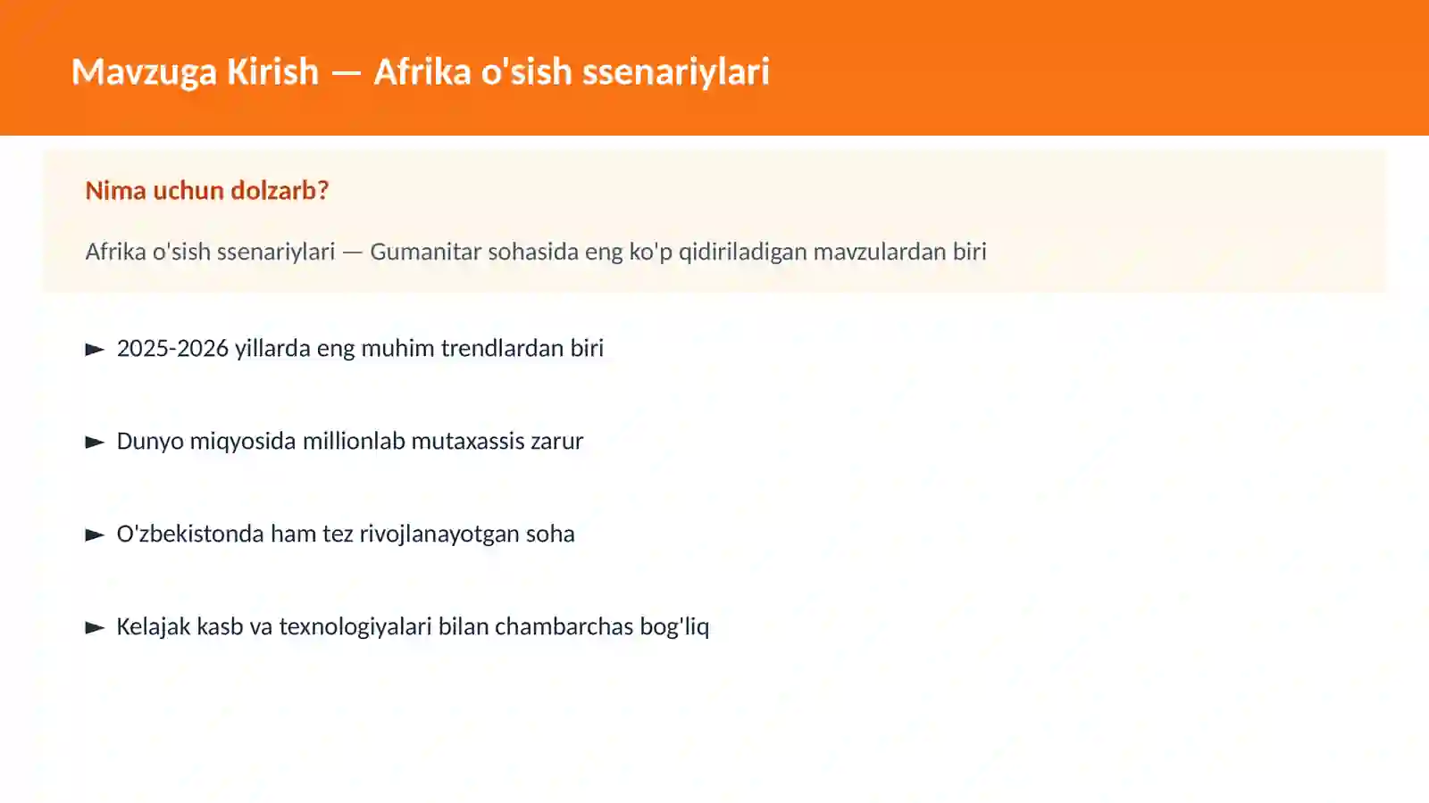 Afrika o'sish ssenariylari 2