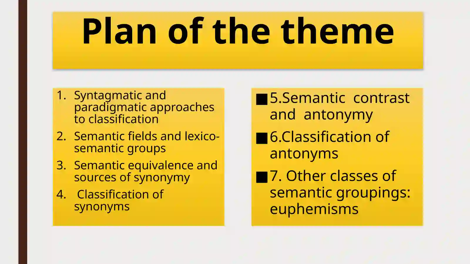 Semantic classification of words 2