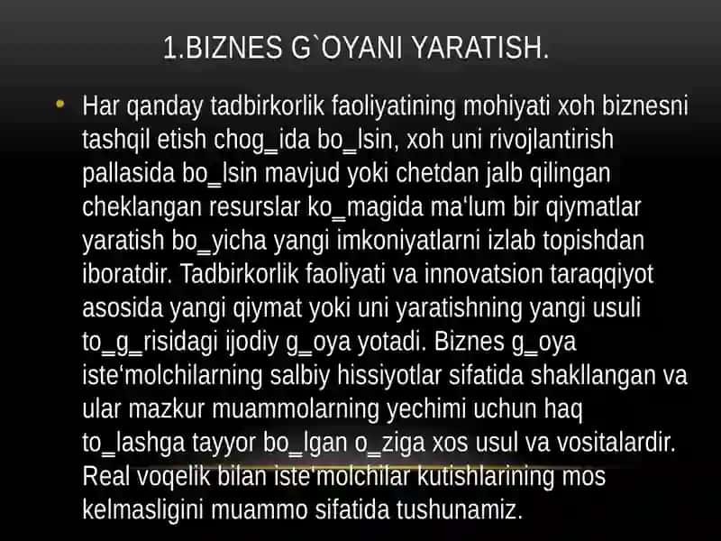 BIZNESG`OYADAN-BIZNESMODELGA 2