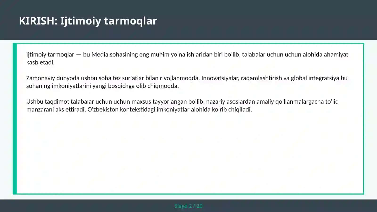 Ijtimoiy tarmoqlar 2