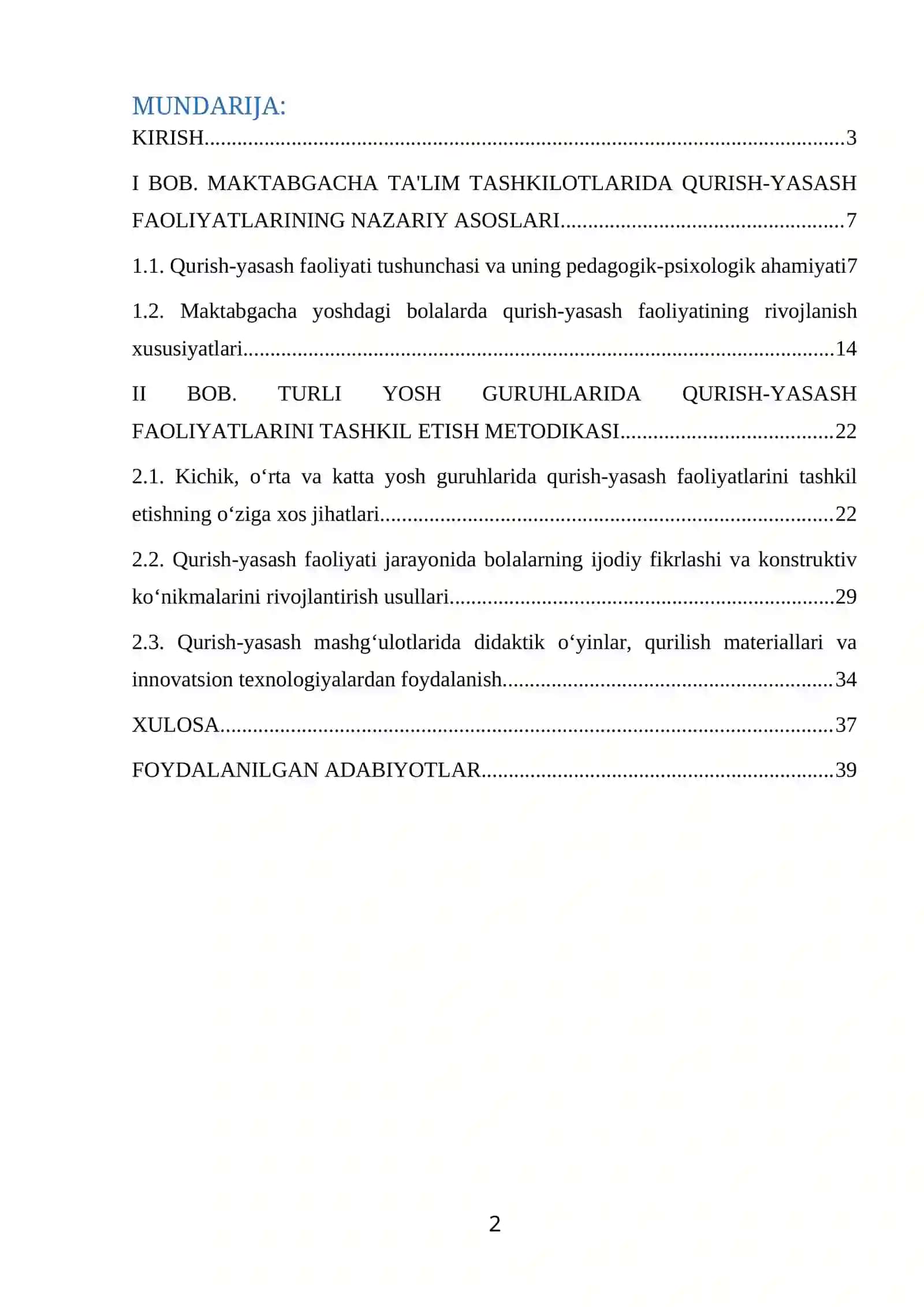 MAKTABGACHA TA'LIM XUSUSIY METODIKASI FANIDAN 2