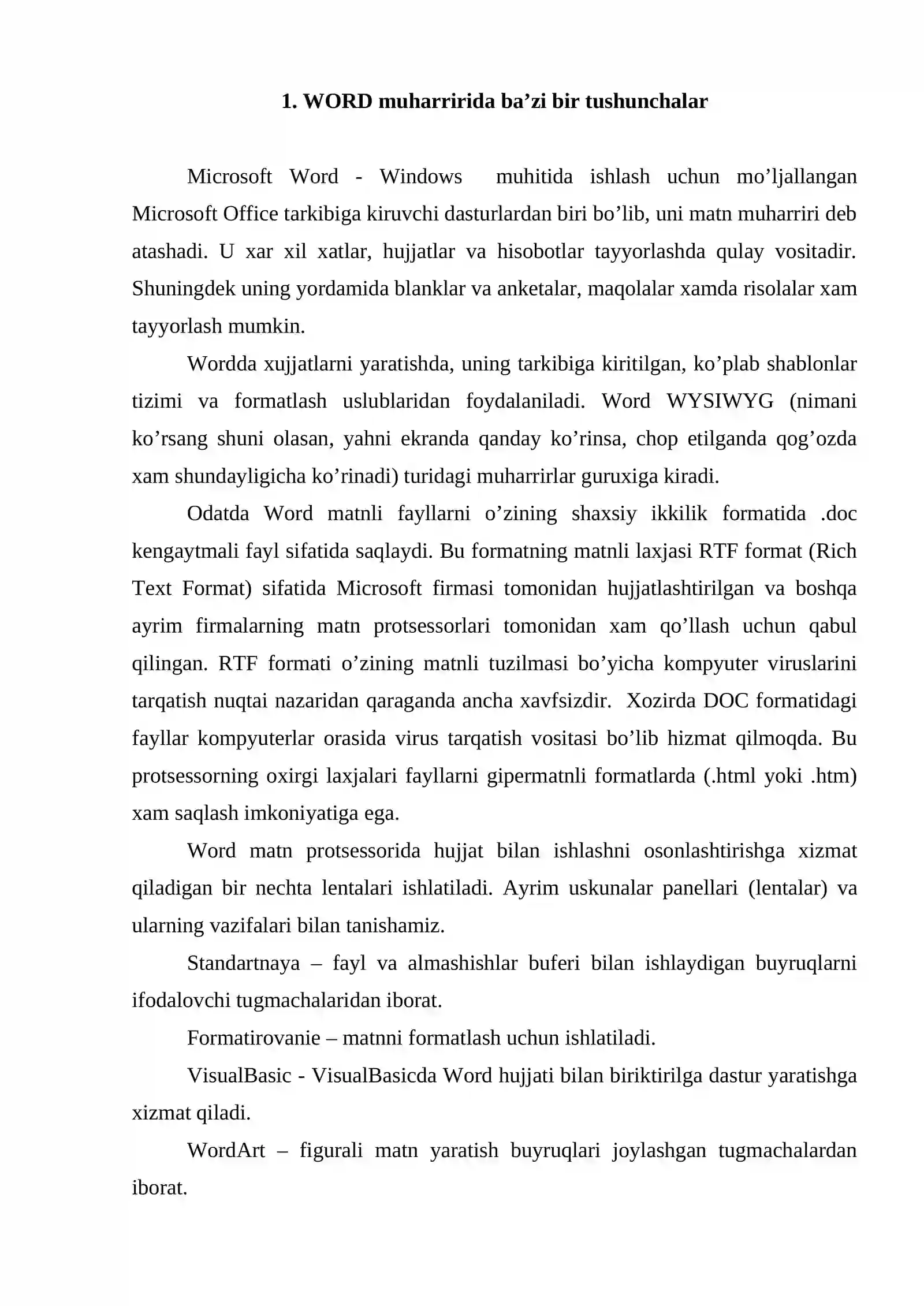 Word 2010 dasturi 2