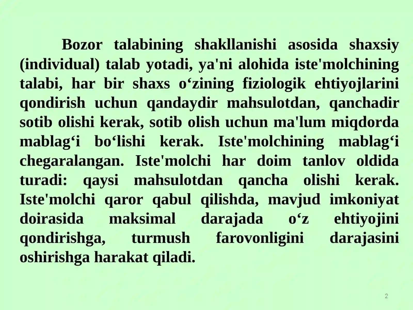 ISTE’MOLCHI TANLOVI: BYUDJET CHEKLANGANLIGI, NAFLILIK FUNKTSIYASI, BEFARQLIK EGRI CHIZIQLARI 2