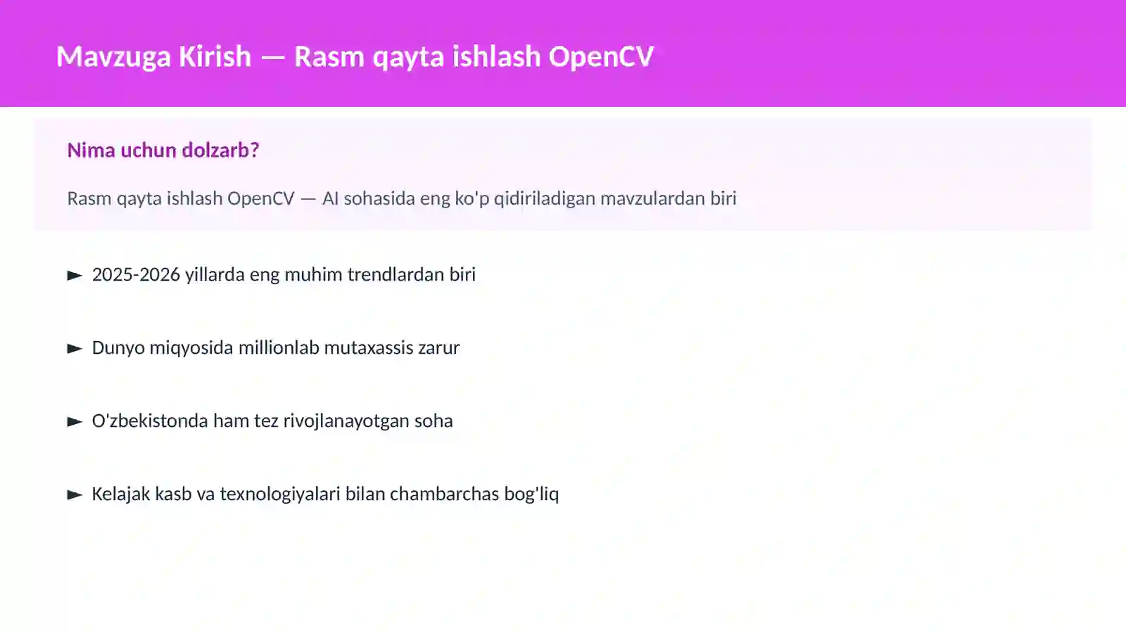 Rasm qayta ishlash OpenCV 2