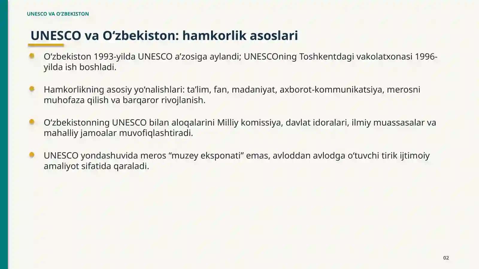 UNESCO VA O‘ZBEKISTON: hamkorlik asoslari 2