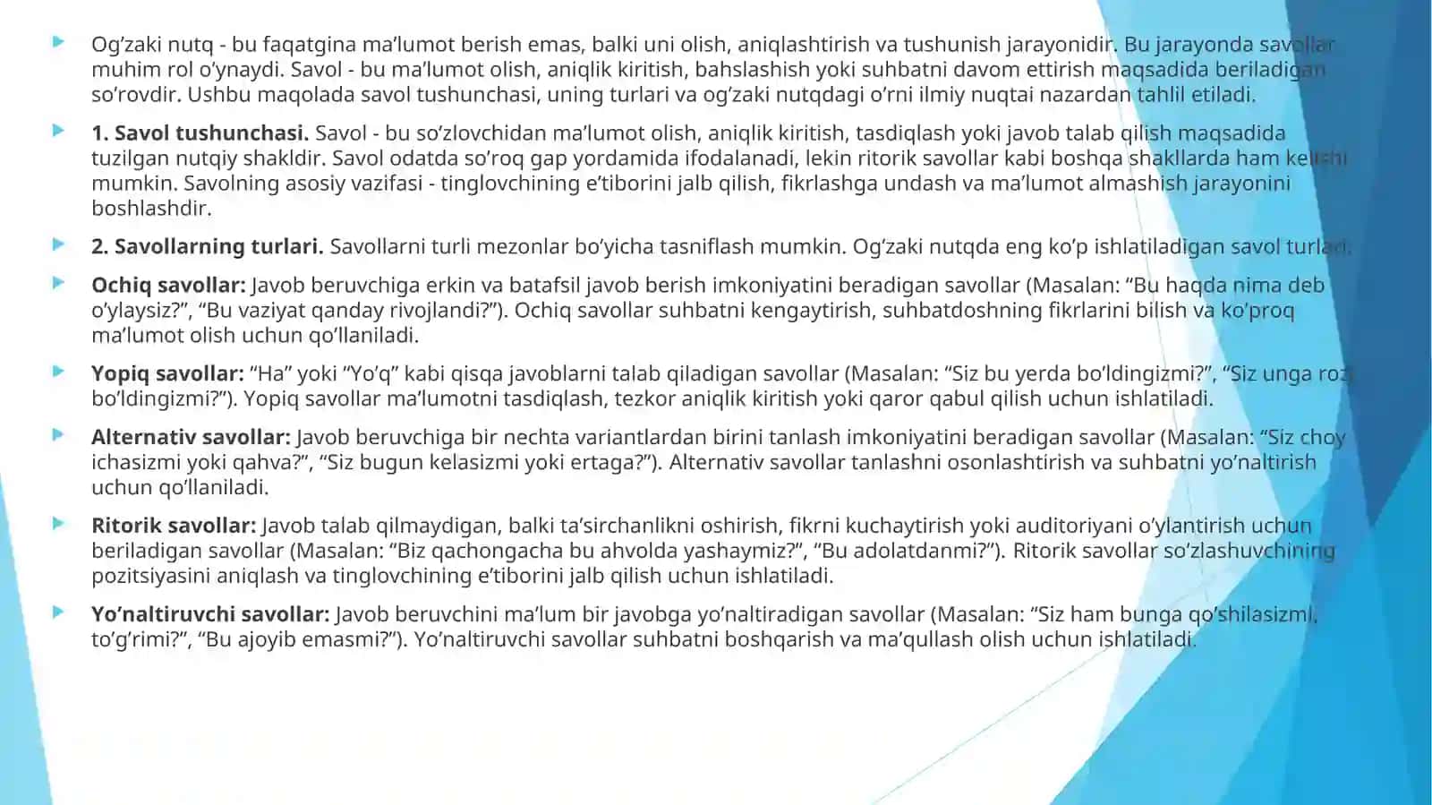 SAVOL-JAVOB MADANIYATI 2