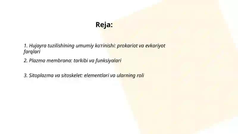 Hujayra tuzilishi. Hujayra nazariyasi.Hayvon va odam xromasomalarining morfofunksianal xarakteristikasi 2