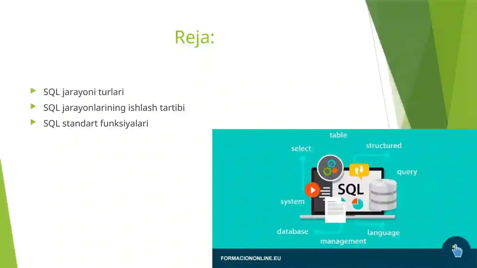 SQL da jarayon va standart funksiyalar 2