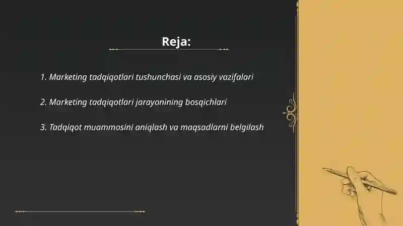 Marketing tadqiqotlari jarayonining mohiyati va ahamiyati 2