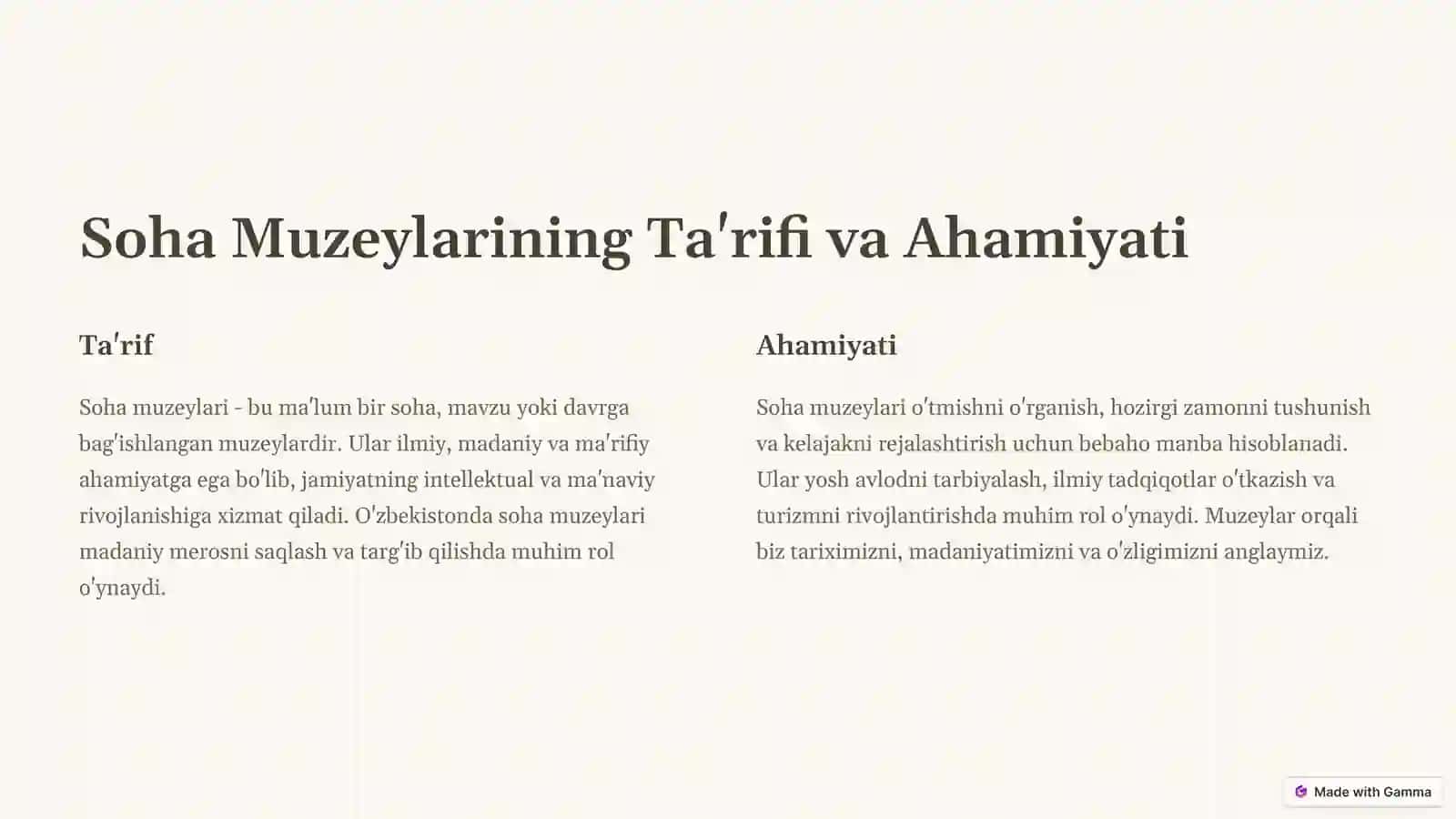 O'zbekistonda Mavjud Soha Muzeylari 2