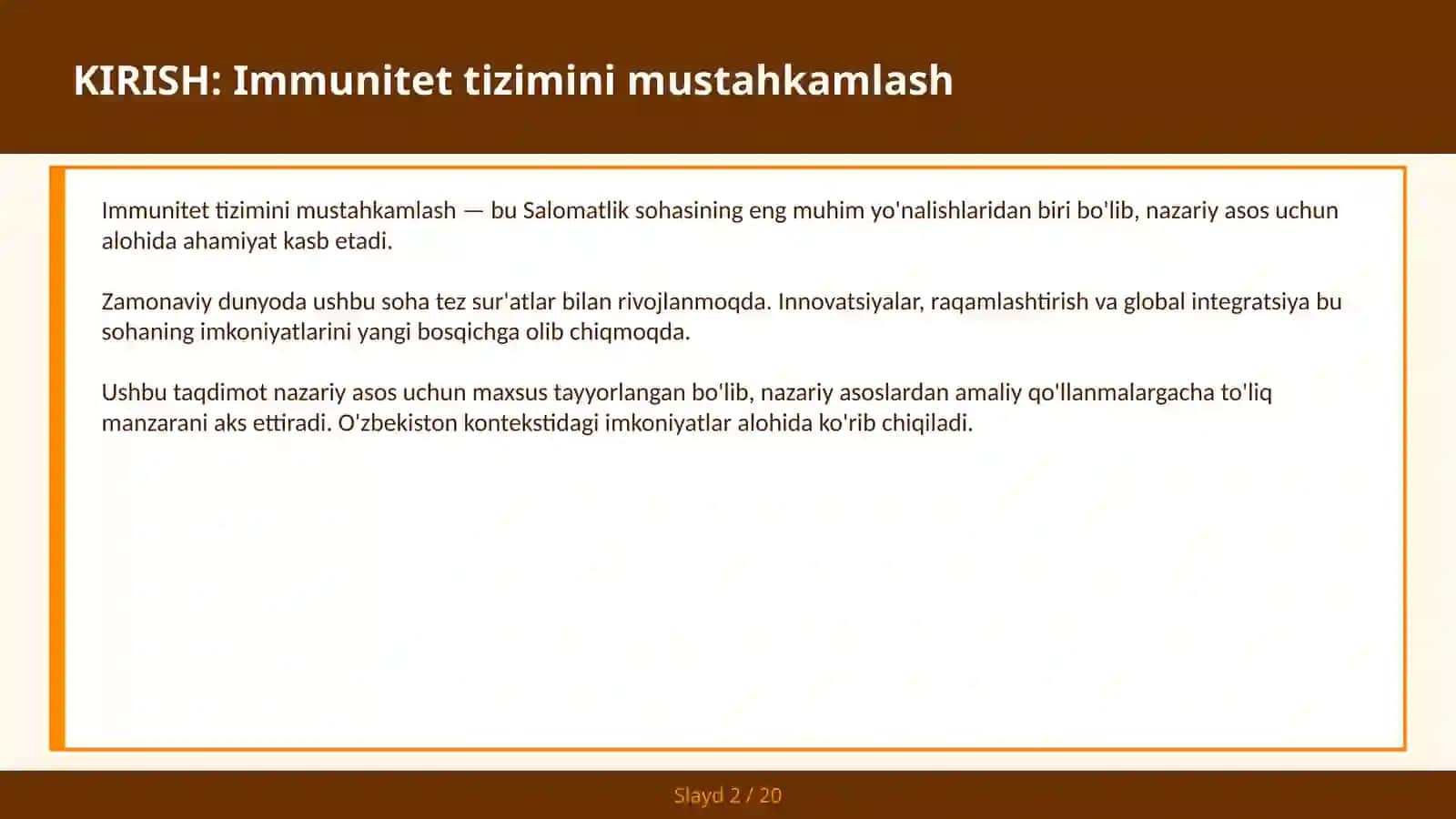 Immunitet tizimini mustahkamlash 2