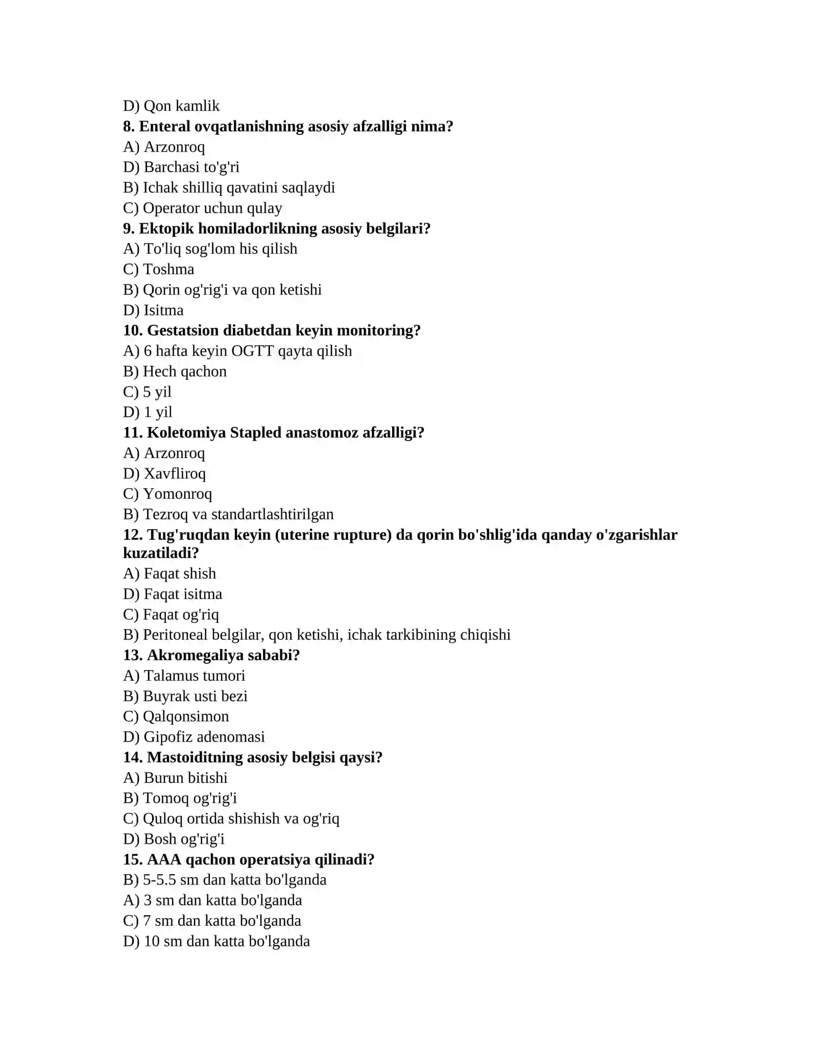 Ordinatura savollar bazasi 2