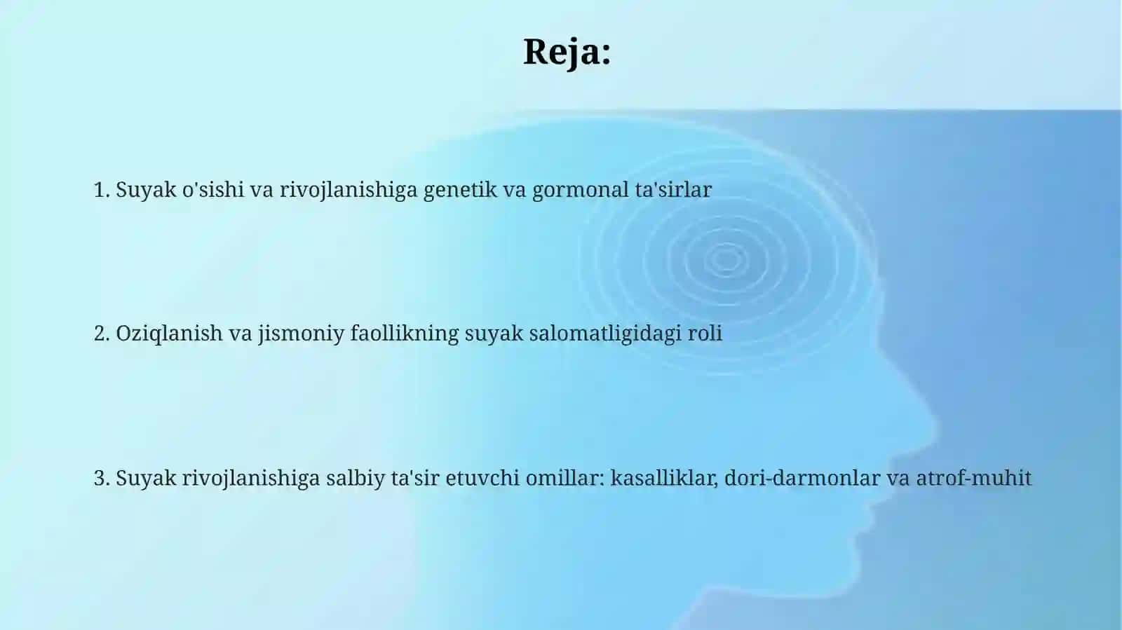 Suyaklarning o'sishi rivojlanishiga ta'sir etuvchi omillar 2