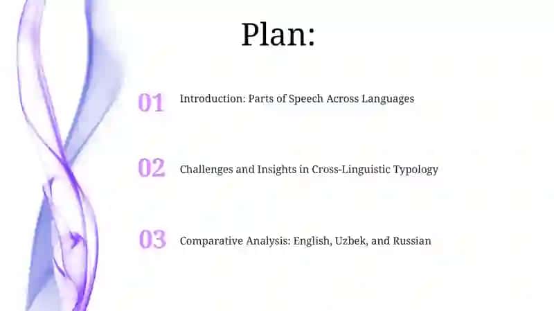 Typology of parts of speech in English, Uzbek and Russian languages 2