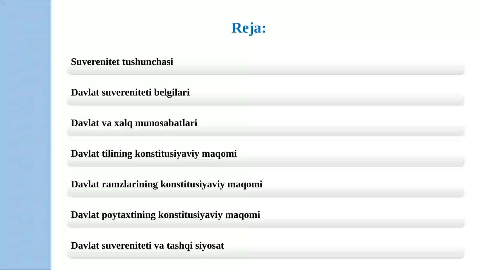 DAVLAT SUVERENITETI,  TASHQI SIYOSAT, MUDOFAA VA XAVFSIZLIKNING KONSTITUTSIYAVIY ASOSLARI 2