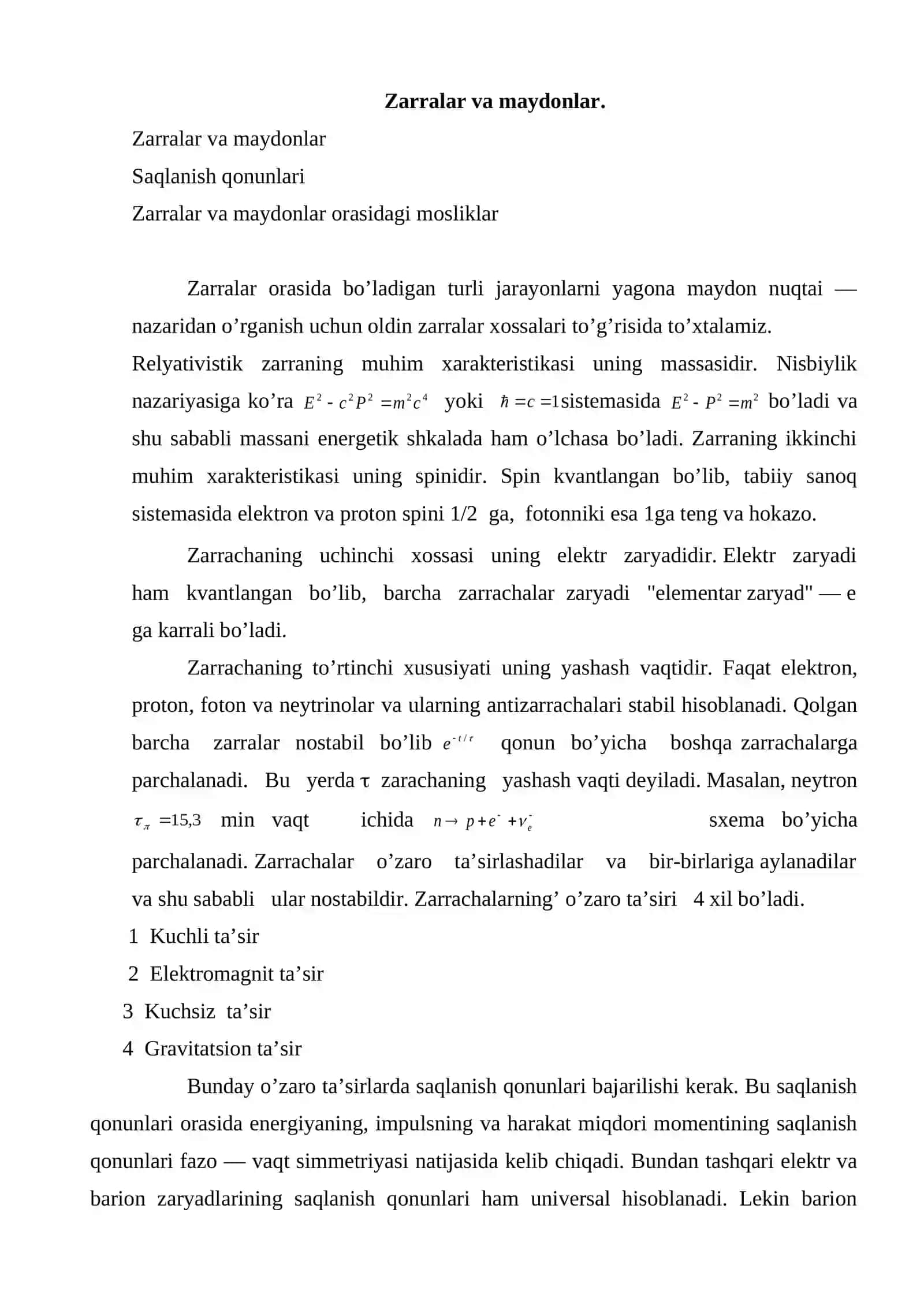 Zarralar va maydonlar 2