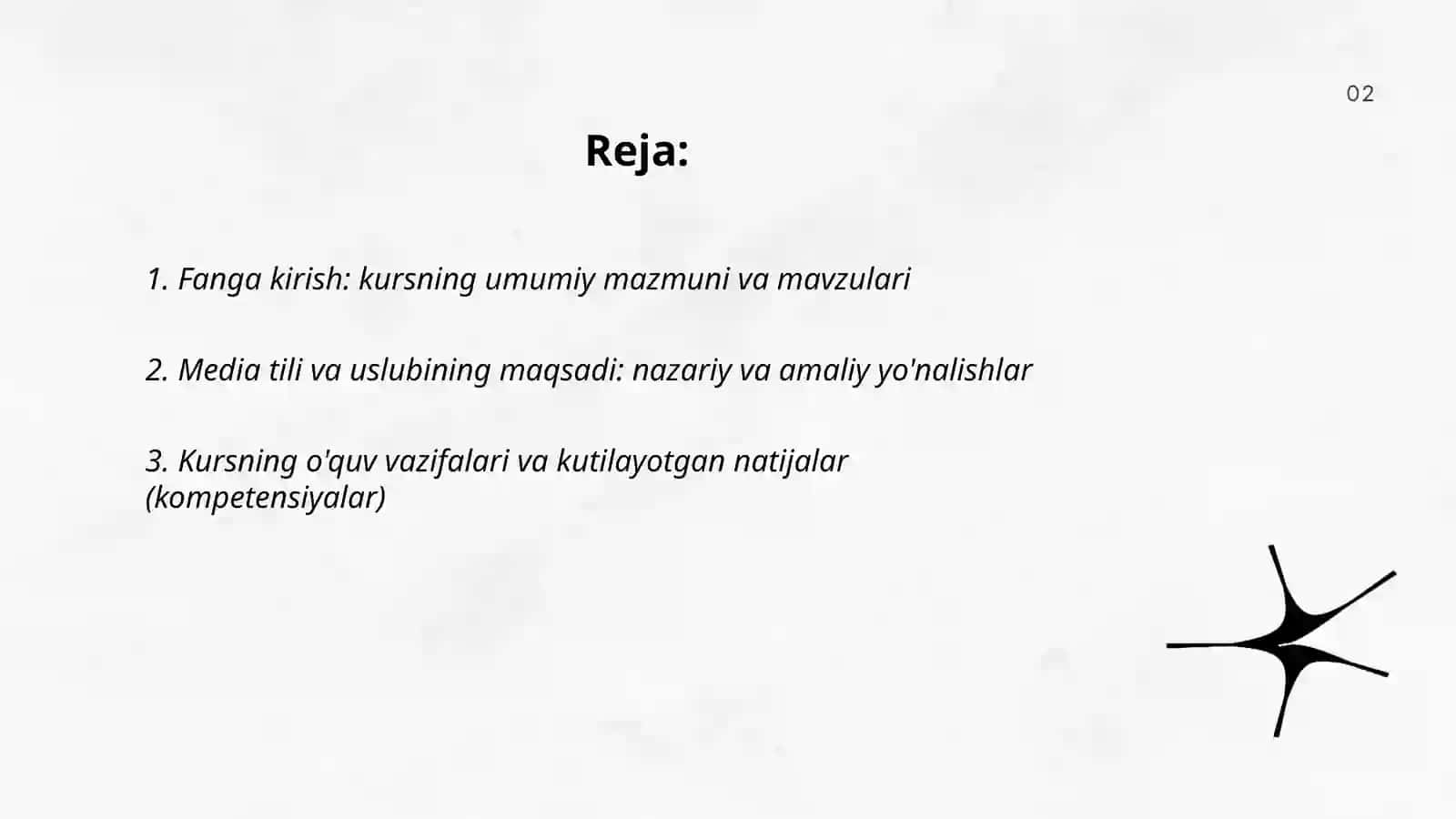 Fanga kirish. Media tili va uslubi kursining maqsadi va vazifalari 2