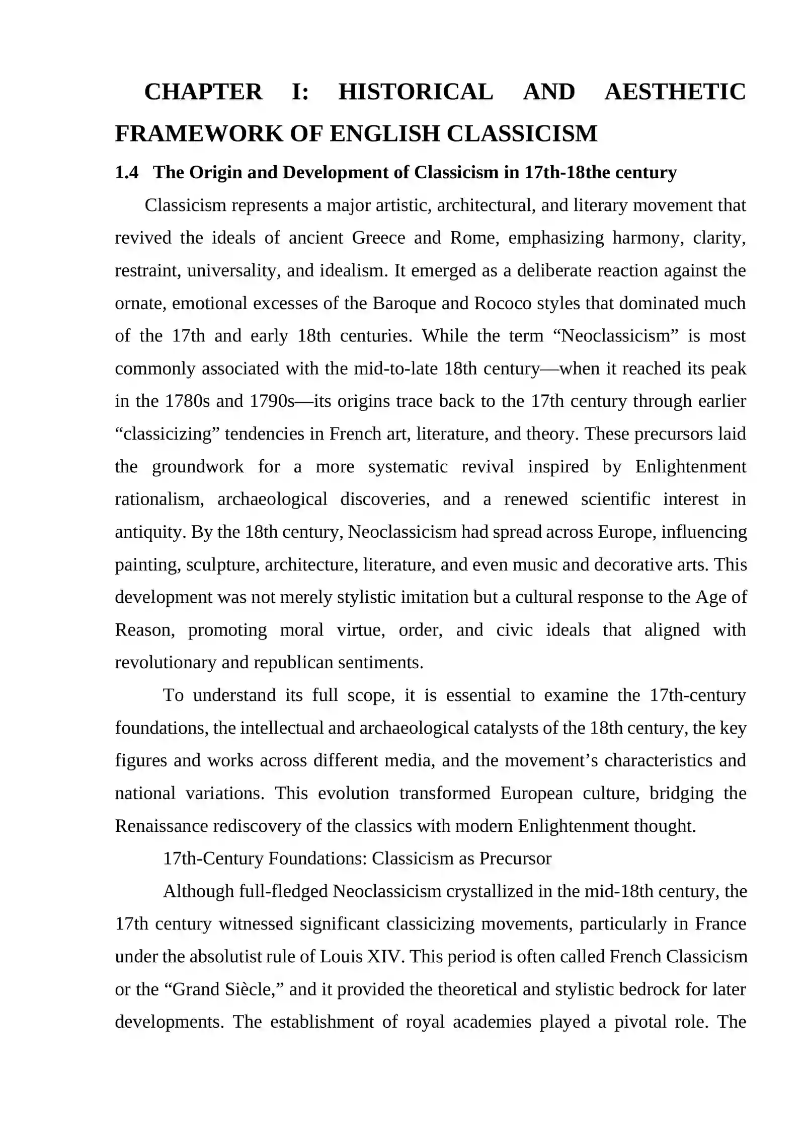 English Classicism Literature Course Work 2