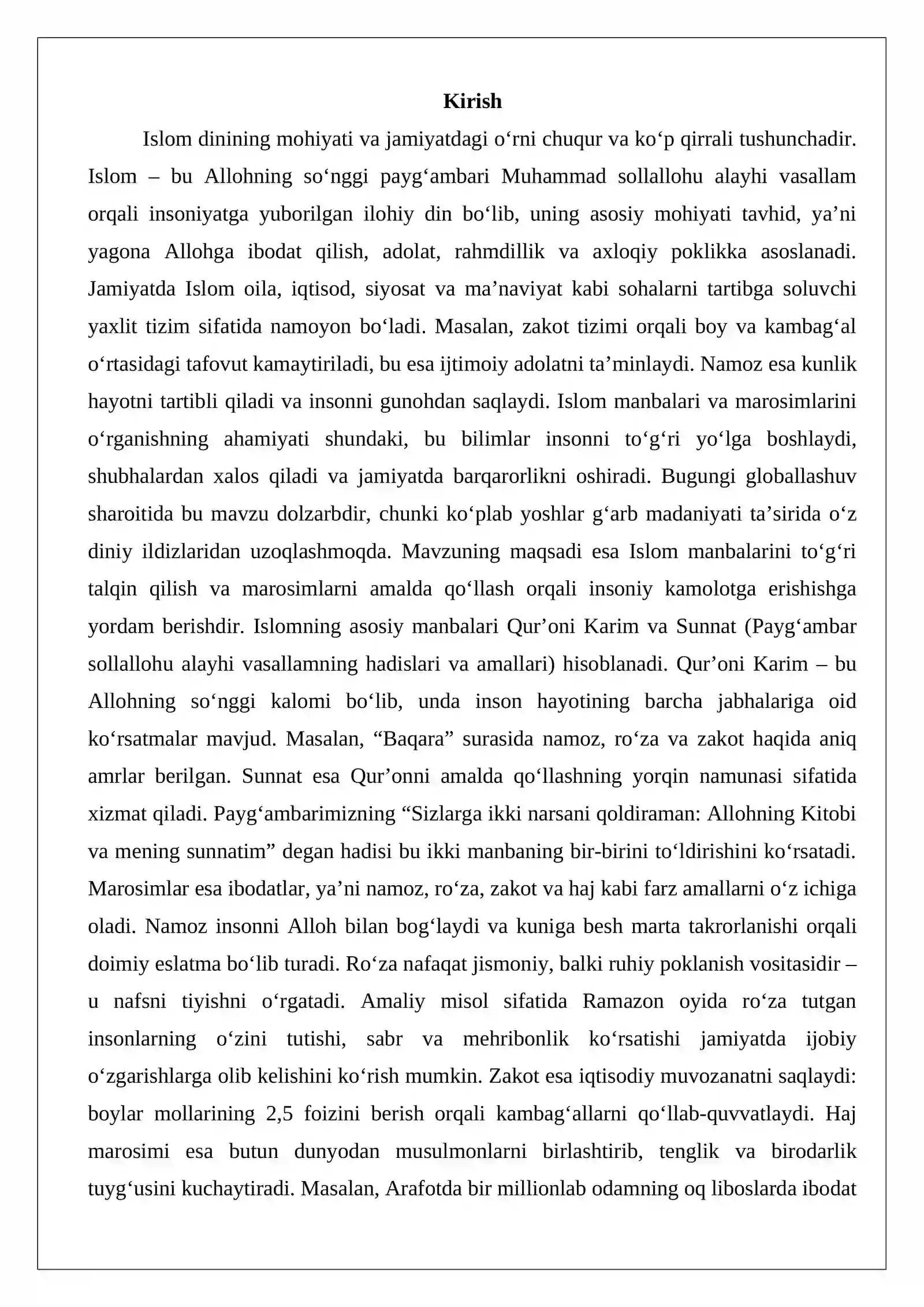 Islom manbalari va marosimlari 2